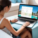 donna che prenota una vacanza online